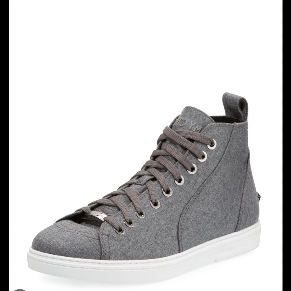 Like New Jimmy Choo Size 40 Euro (8.0 US) High Top Flannel sneak. Color French